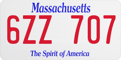 MA license plate 6ZZ707