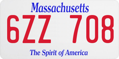 MA license plate 6ZZ708