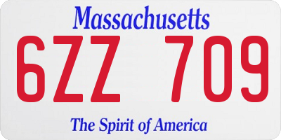 MA license plate 6ZZ709
