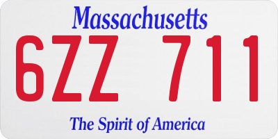 MA license plate 6ZZ711