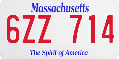 MA license plate 6ZZ714