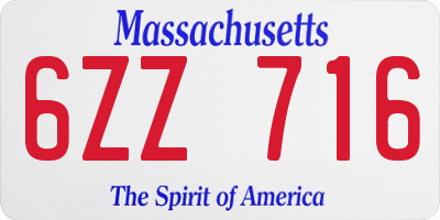 MA license plate 6ZZ716