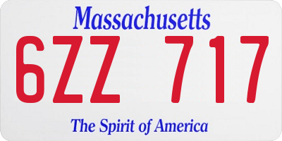 MA license plate 6ZZ717