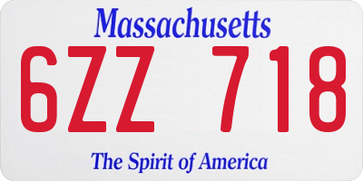 MA license plate 6ZZ718