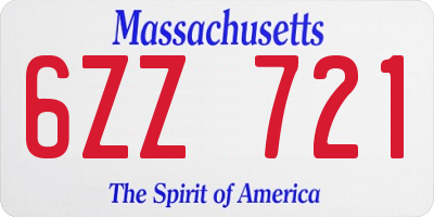 MA license plate 6ZZ721