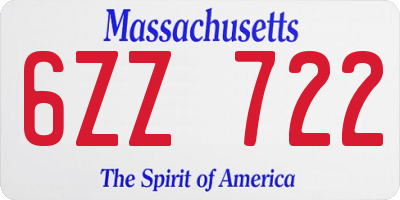 MA license plate 6ZZ722
