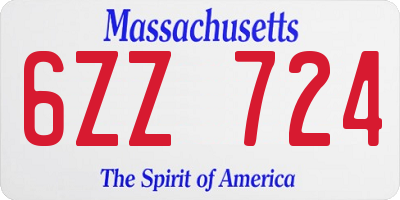 MA license plate 6ZZ724