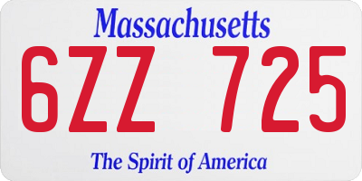 MA license plate 6ZZ725