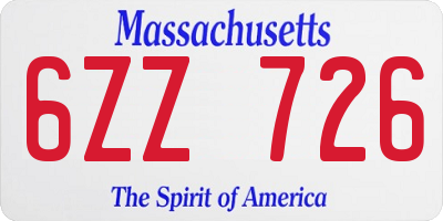 MA license plate 6ZZ726