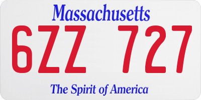 MA license plate 6ZZ727
