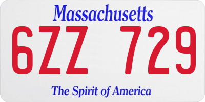 MA license plate 6ZZ729