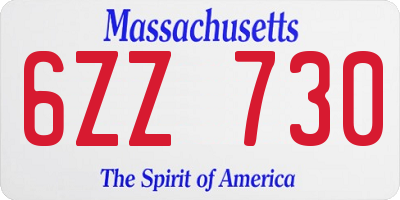 MA license plate 6ZZ730