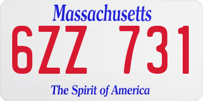 MA license plate 6ZZ731