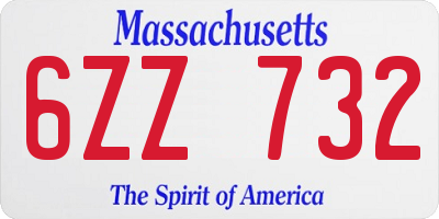 MA license plate 6ZZ732