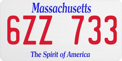 MA license plate 6ZZ733
