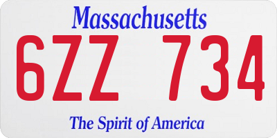 MA license plate 6ZZ734