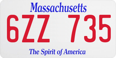 MA license plate 6ZZ735