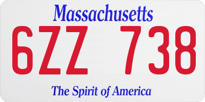 MA license plate 6ZZ738