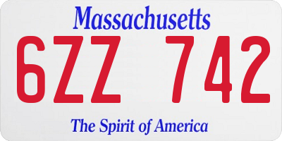 MA license plate 6ZZ742
