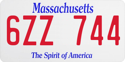 MA license plate 6ZZ744