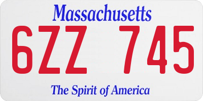 MA license plate 6ZZ745