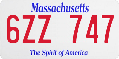 MA license plate 6ZZ747