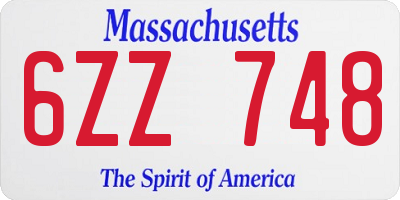 MA license plate 6ZZ748