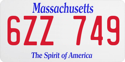 MA license plate 6ZZ749