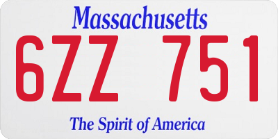 MA license plate 6ZZ751