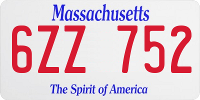 MA license plate 6ZZ752