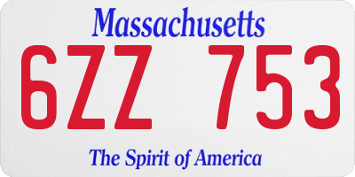 MA license plate 6ZZ753