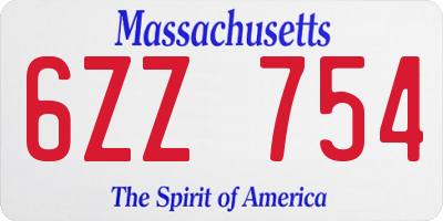 MA license plate 6ZZ754