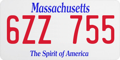 MA license plate 6ZZ755
