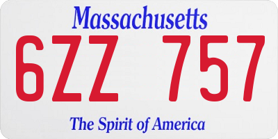 MA license plate 6ZZ757