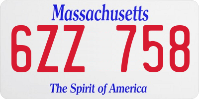 MA license plate 6ZZ758