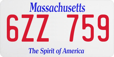 MA license plate 6ZZ759