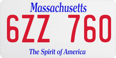 MA license plate 6ZZ760