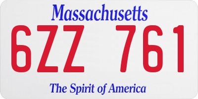 MA license plate 6ZZ761