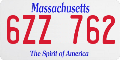 MA license plate 6ZZ762