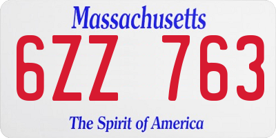 MA license plate 6ZZ763