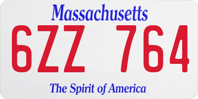 MA license plate 6ZZ764