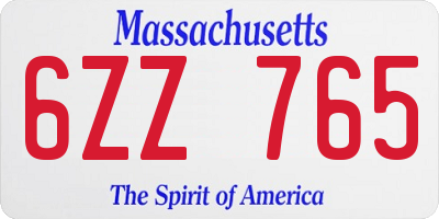 MA license plate 6ZZ765