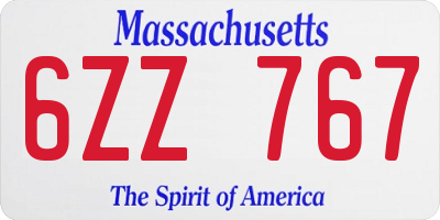 MA license plate 6ZZ767