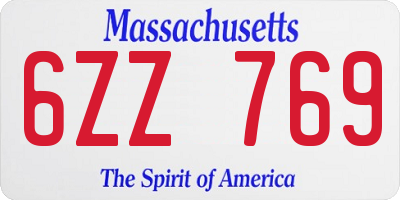 MA license plate 6ZZ769