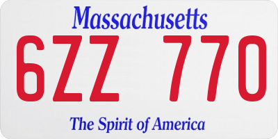MA license plate 6ZZ770
