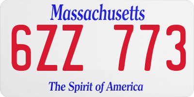 MA license plate 6ZZ773