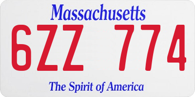 MA license plate 6ZZ774