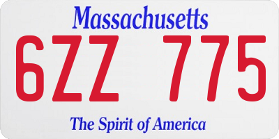 MA license plate 6ZZ775