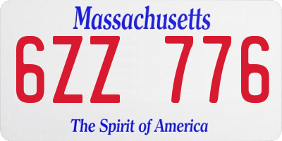 MA license plate 6ZZ776