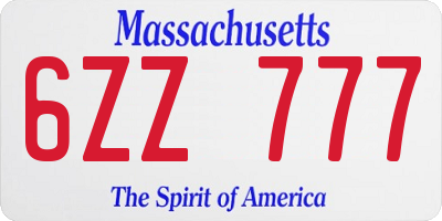 MA license plate 6ZZ777